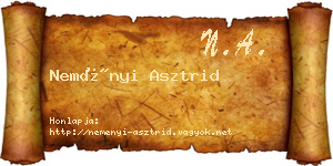 Neményi Asztrid névjegykártya
